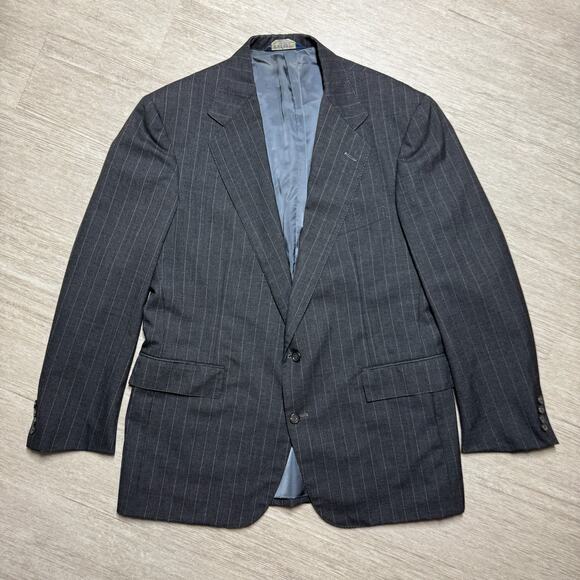 Polo Ralph Lauren Wool Blazer Mens 44 R Gray Pinstripe Vintage USA 2 Button - Picture 1 of 9